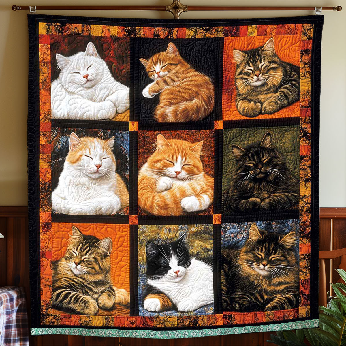 Gesteppte Decke - Schlafende Katzen Kollektion