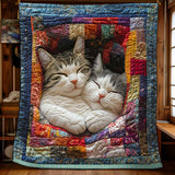 Gesteppte Decke - Schlafende Kuschelkatze