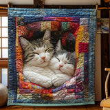 Gesteppte Decke - Schlafende Kuschelkatze