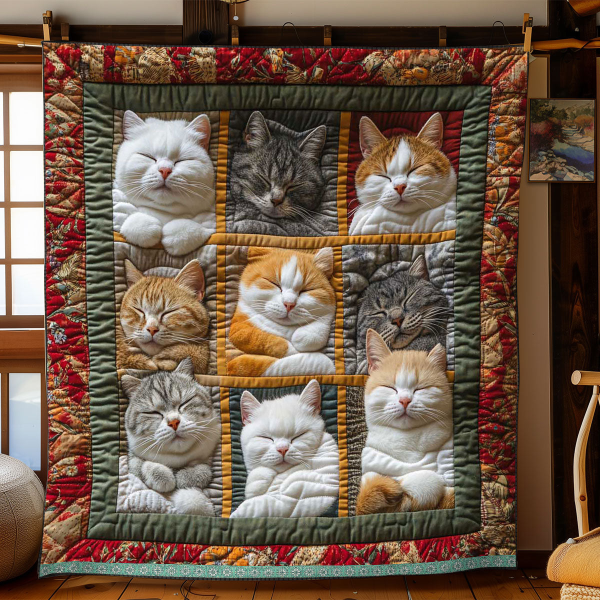 Gesteppte Decke - Schlafende Königliche Katze