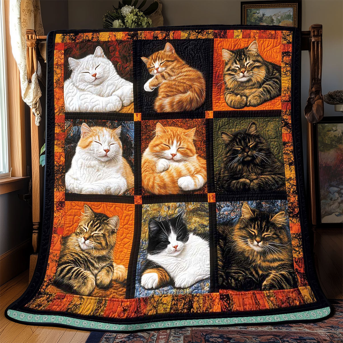 Gesteppte Decke - Schlafende Katzen Kollektion