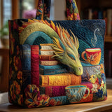 Handgefertigte Drachen-Leser-Tasche mit Büchern und Tassen
