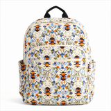 LD11 Floral Bee Gepolsterter Rucksack mit Dreifach-Reißverschluss