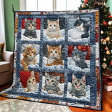 Gesteppte Decke - Katzen im Schnee