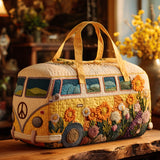 Gesteppte Reisetasche – Bus mit Blumen
