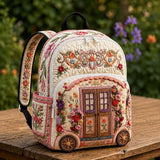 Vintage Camper Design Retro Floral Quilted Backpack LD05