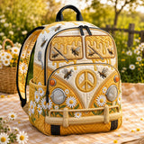 Bienen- und Honig-Muster Quilted Hippie Van Rucksack LD22