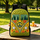 Vintage Hippie Camper Van Gepolsterter Rucksack mit Schwarz Trageriemen - Modell LD03