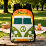Individueller Hippie-Van Quilted Rucksack mit schwarzem Gurt - Modell LD07