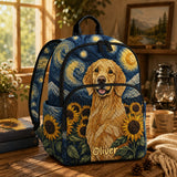 Individueller Stepp-Rucksack mit Golden Retriever und Sternenhimmel-Motiv - LV15