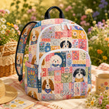 Individuell gestalteter gesteppten Rucksack mit Blumen- und Hundemuster - LV16