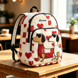 Personalisierter gesteppten Rucksack mit Dackel-Design zum Valentinstag - Modell LV41
