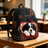 Personalisierter gesteppten Rucksack mit süßem Hundepatch - LV43