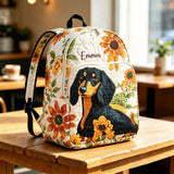 Personalisierter Dachshund Sonnenblumen Quilt-Rucksack LV44