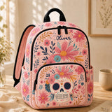 Personalisierter Floral Sugar Skull Gepolsterter Rucksack - Modell LV58