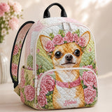 Personalisierter Floral Gepolsterter Chihuahua-Rucksack - TG05