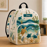 Personalisierter gesteppten Rucksack mit Meeresschildkröten TG07