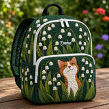 Personalisierter gesteppten Rucksack mit Design von Orange Katze und Maiglöckchen - TG14