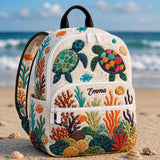 Individueller gesteppten Rucksack mit Ozeanmotiven und dreifachem Reißverschluss - TG28