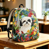 Personalisierter gesteppten Rucksack mit Shih Tzu Blumenmotiv - TN38