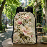 Personalisierter gequilteter Rucksack in magnolienblütenrosa mit schwarzem Tragegurt - Modell TN02