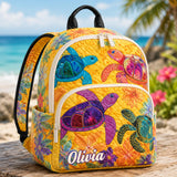 Verstellbarer Gelber Tropischer Schildkröten-Quilt-Rucksack TP26