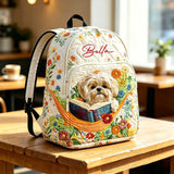 Charmanter personalisierter gesteppten Rucksack mit einem lesenden Shih Tzu - TP34