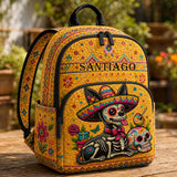 Personalisierter gesteppten Rucksack mit Totenkopf-Katze - Design zum Tag der Toten TP55
