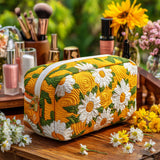 Gesteppte Kosmetiktasche mit zarten Gänseblümchen NCU0PT9618