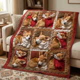 Gesteppte Decke - Schlafender Glücklicher Corgi