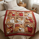 Gesteppte Decke - Schlafender Glücklicher Corgi
