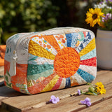 Gesteppte Kosmetiktasche mit goldenem Strahl NCU0PT9286