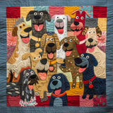 Gesteppte Decke - Fröhliche Hunde