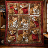 Gesteppte Decke - Schlafender Glücklicher Corgi