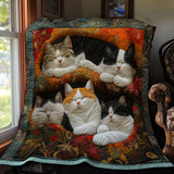 Gesteppte Decke - Süße Faule Katzen