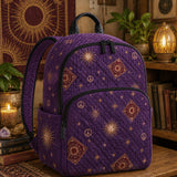 Bohemian Quilted Backpack with Sun, Moon, and Star Design - TN11
