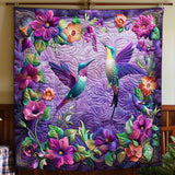 Gesteppte Decke - Kolibris in Lila